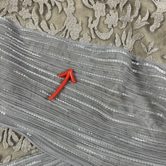 Tadashi Shoji Dress Womens 6 Lace Embroidery Sequins Multi Textured Taupe Silver - Picture 7 of 15